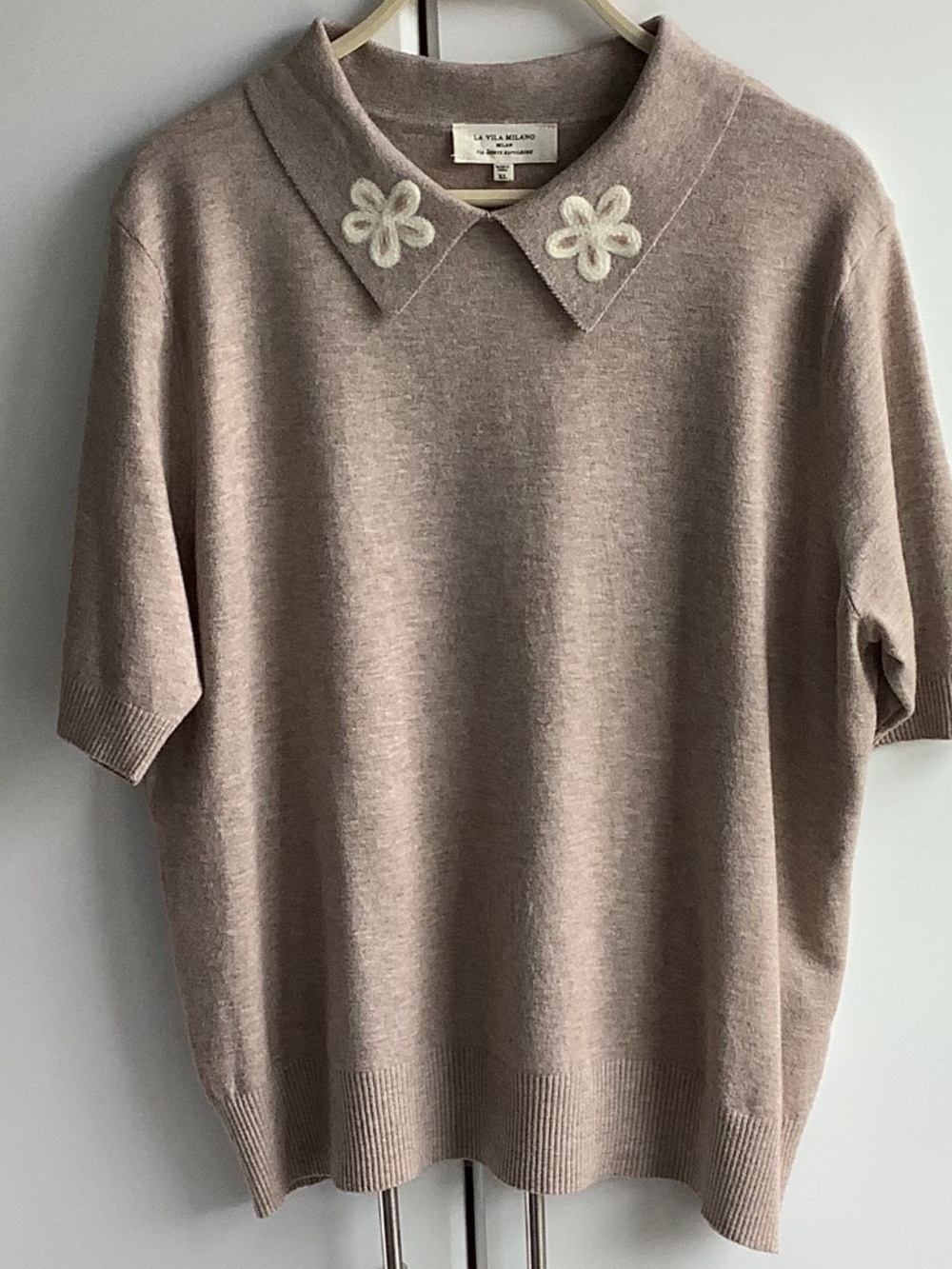 La Vila Milano Women Top Short Sleeves, Tan, Size XL